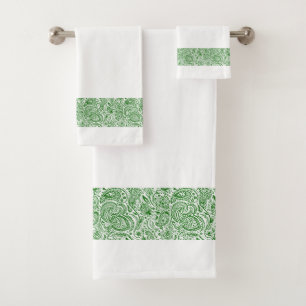 Conjunto De Toalhas Greve Floral de Paisley Verde Elegante