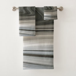 Conjunto De Toalhas Grey Monotone Artistic Acrylic Pour Abstract