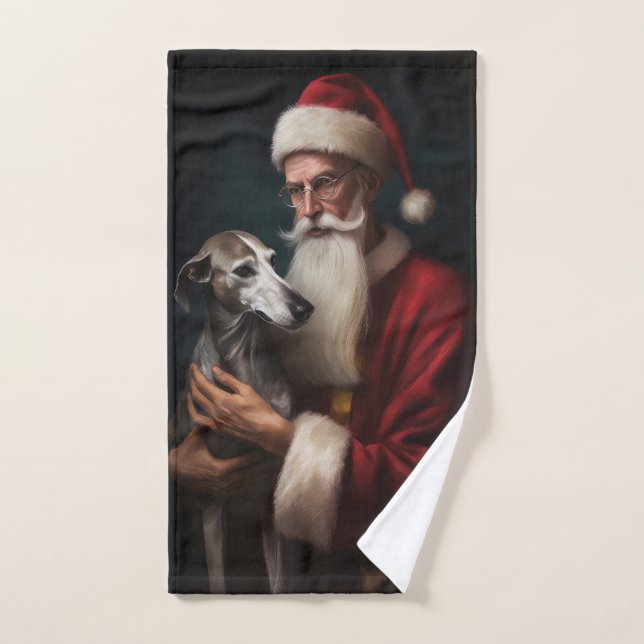 Conjunto De Toalhas Greyhound com Papai Noel Natal Festivo (Toalha de mão)