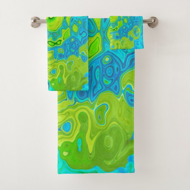 Conjunto De Toalhas Groovy Chartreuse e Aquamarine (Insitu)