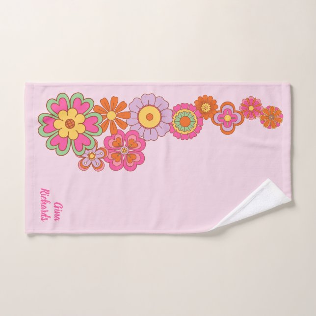 Conjunto De Toalhas Groovy Retro 60s Hippie Bath Towel (Toalha de mão)