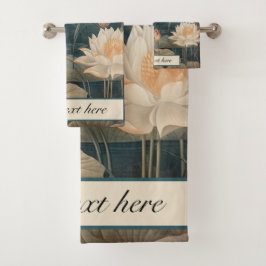 Conjunto De Toalhas Grua azul botânica vítrea, personalizável