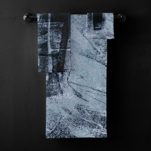 Conjunto De Toalhas Grunge de Grafite pintado Marinho escuro e azul