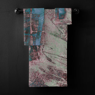 Conjunto De Toalhas Grunge de Grafite pintado Ruim Vermelho Azul Tau