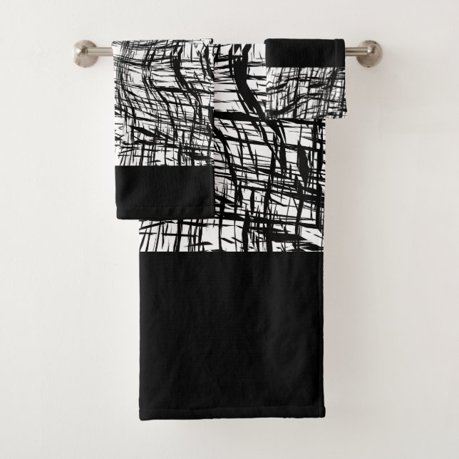 Conjunto De Toalhas Grunge de Pincel Preto e Branco (Insitu)
