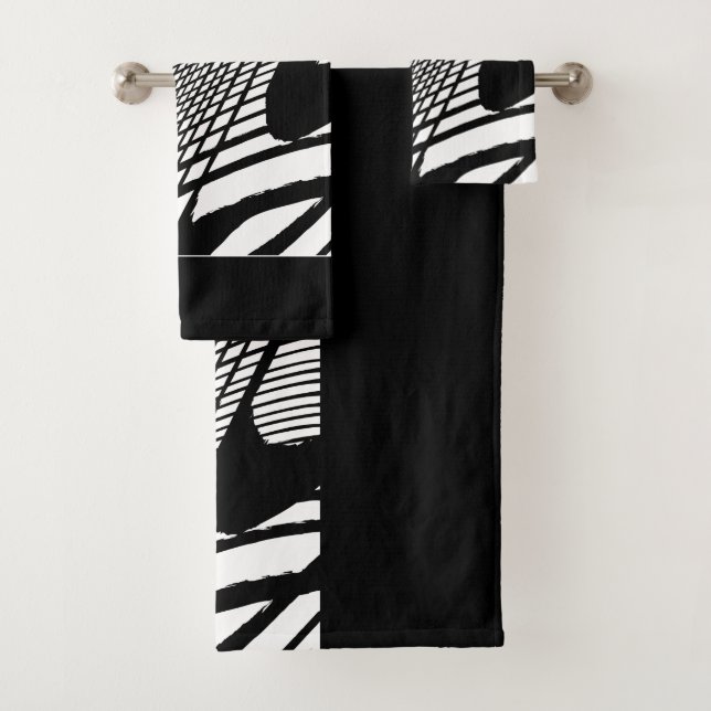 Conjunto De Toalhas Grunge Preto e Branco (Insitu)