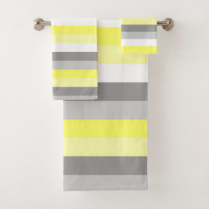 Conjunto De Toalhas Grupo amarelo, branco e das cinzas das listras de