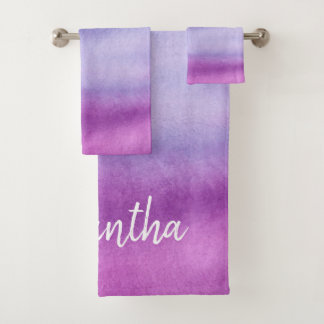 Conjunto De Toalhas Grupo roxo da aguarela de Ombre/azul conhecido