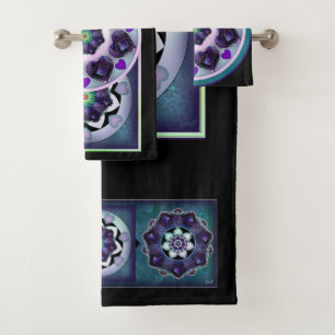 Conjunto De Toalhas Guarda-chuva e corações roxos .7