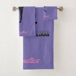 Conjunto De Toalhas Gymnastics Girls Pink Purple Towel Set w / Name!