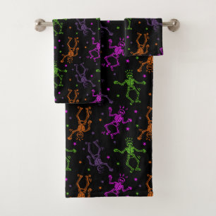 Conjunto De Toalhas Halloween Dancing Skeletons