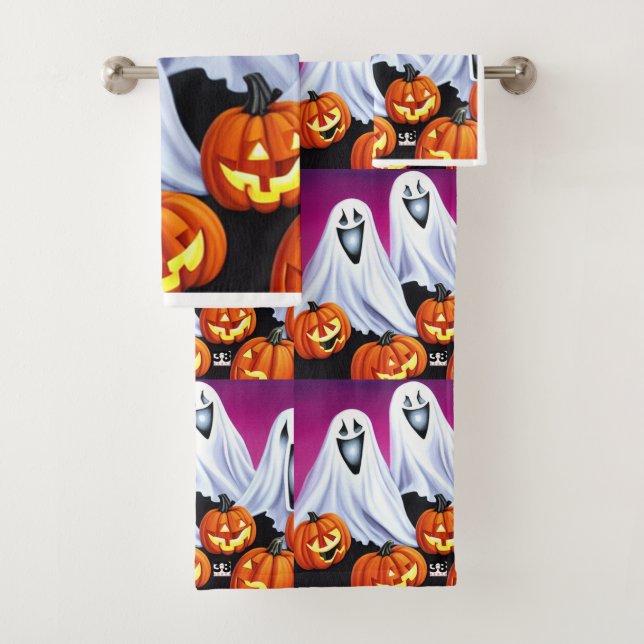 Conjunto De Toalhas Halloween Fantasmas e Pumpkins (Insitu)