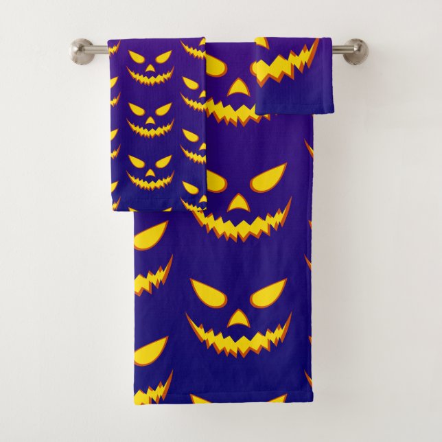 Conjunto De Toalhas Halloween Grinning Face Jack o Lanterna Pumpkin (Insitu)