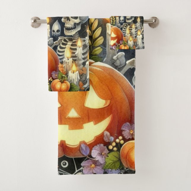 Conjunto De Toalhas Halloween Pattern Spooky (Insitu)