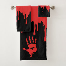 Conjunto De Toalhas Halloween Sangue Pingando Vermelho Preto Assustado