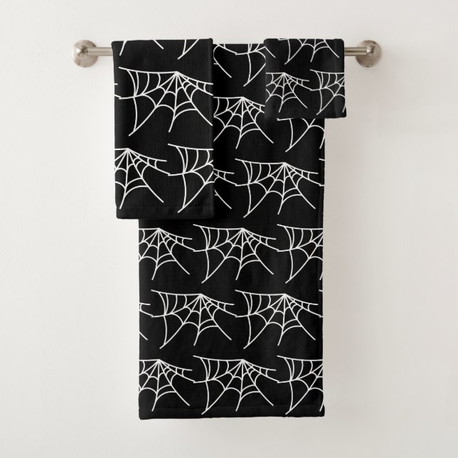 Conjunto De Toalhas Halloween Spider Webs Pattern Spooky Cobweb (Insitu)