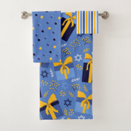 Conjunto De Toalhas Hanukkah Towel Set Blue & Yellow Star of David