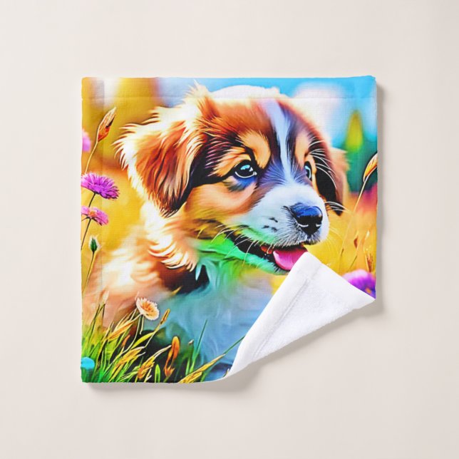 Conjunto De Toalhas Happy Puppy Meadow Design (Pano de lavar)
