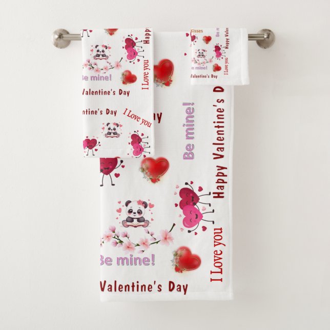 Conjunto De Toalhas Happy Valentine's Day Couple  Bathroom Towel Sets  (Insitu)