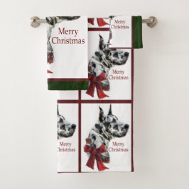 Conjunto De Toalhas Harlequin Great Dane Christmas