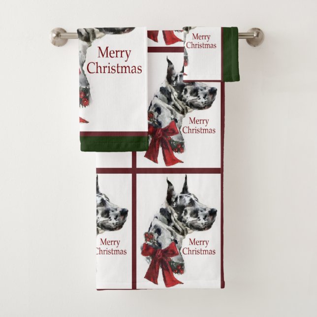 Conjunto De Toalhas Harlequin Great Dane Christmas (Insitu)
