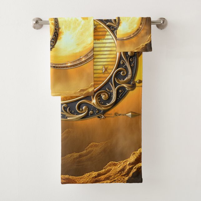 Conjunto De Toalhas Harpa Celestial da Lua Dourada (Insitu)