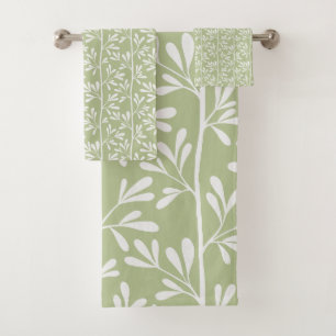 Conjunto De Toalhas Hastes do Jardim Zen XL verde pistache botânico mi