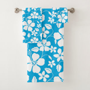 CONJUNTO DE TOALHAS HAWAIIAN HULA (HIBISCUS) BLUE BATH TOWEL SET