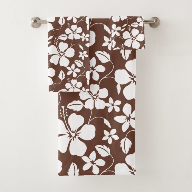 CONJUNTO DE TOALHAS HAWAIIAN HULA (HIBISCUS) BROWN BATH TOWEL SET (Insitu)