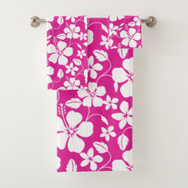 CONJUNTO DE TOALHAS HAWAIIAN HULA (HIBISCUS) HOT PINK BATH TOWEL SET