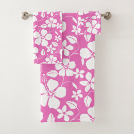 CONJUNTO DE TOALHAS HAWAIIAN HULA (HIBISCUS) PINK BATH TOWEL SET