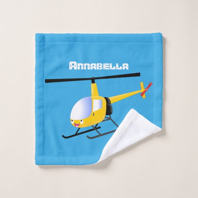 Conjunto De Toalhas Helicóptero de animação amarelo giro (Pano de lavar)