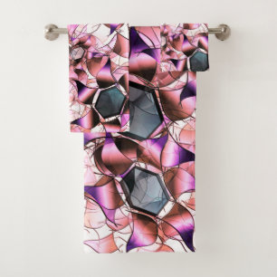 Conjunto De Toalhas Hexágonos rodeados por formas pestanas