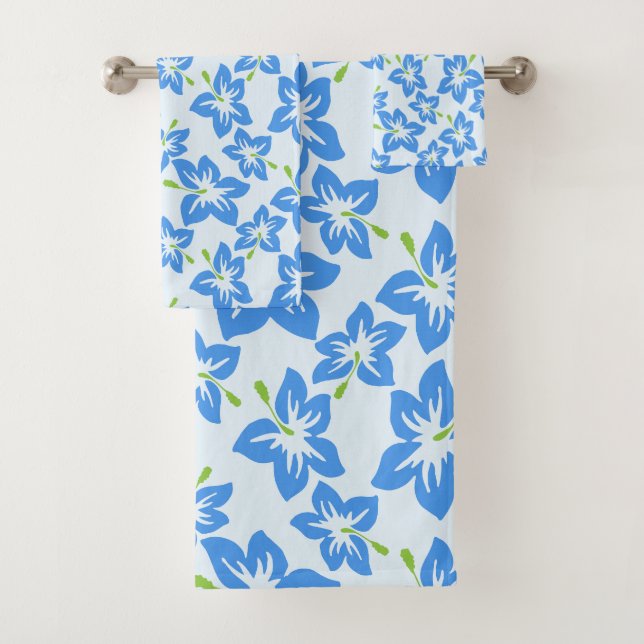 Conjunto De Toalhas Hibisco Azul, Flores Azuis, Padrão De Flores (Insitu)