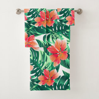 Conjunto De Toalhas hibisco da laranja tropical