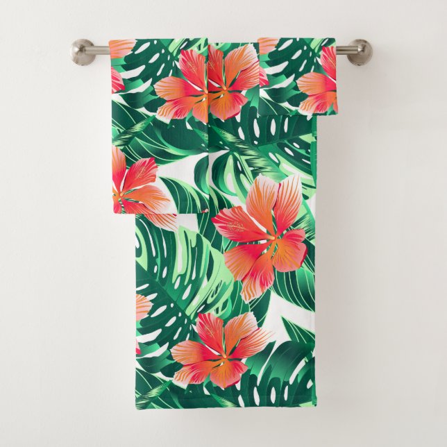 Conjunto De Toalhas hibisco da laranja tropical (Insitu)