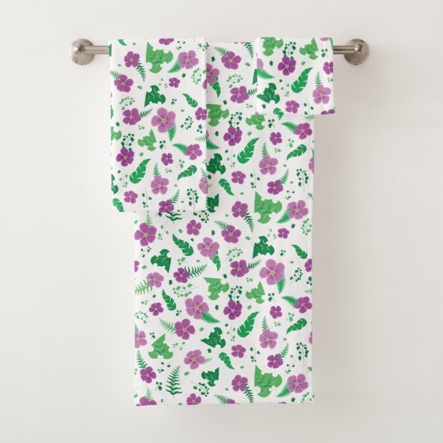 Conjunto De Toalhas Hibisco Roxo (Insitu)