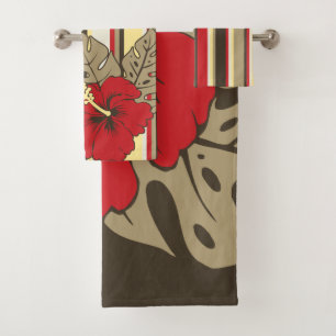 Conjunto De Toalhas Hibiscus havaiano da praia do Banzai floral e