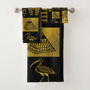 Conjunto De Toalhas Hieroglyphs e colagem Dourados egípcios dos