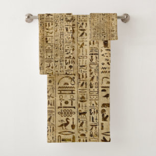 Conjunto De Toalhas Hieroglyphs egípcios no papiro