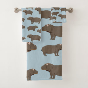 Conjunto De Toalhas Hippopotamus Hippo Pattern