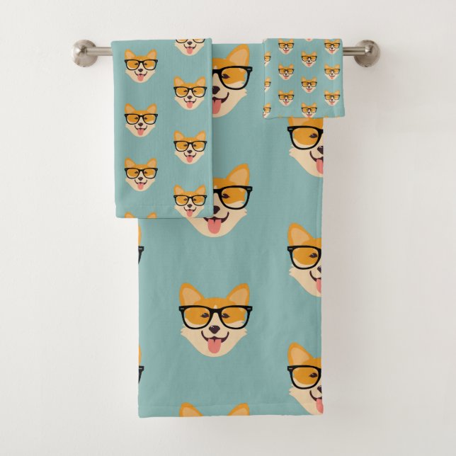 Conjunto De Toalhas Hipster Engraçado - Padrão Corgi (Insitu)