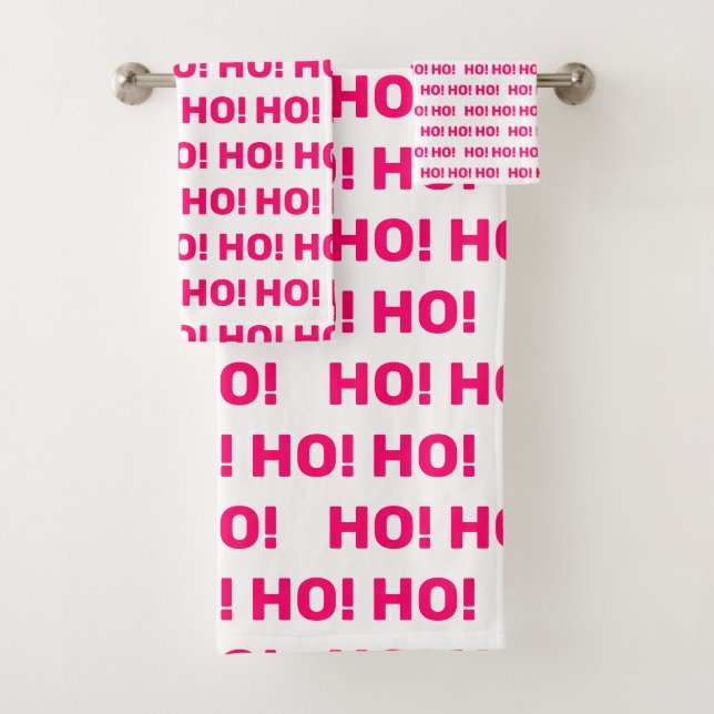 Conjunto De Toalhas Ho Ho Ho Pink e White Christmas Holiday (Insitu)