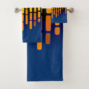 Conjunto De Toalhas horizonte abstrato, azul, amarelo, preto