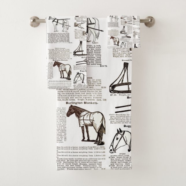 Conjunto De Toalhas Horse Antique Advertising Newpaper Art (Insitu)