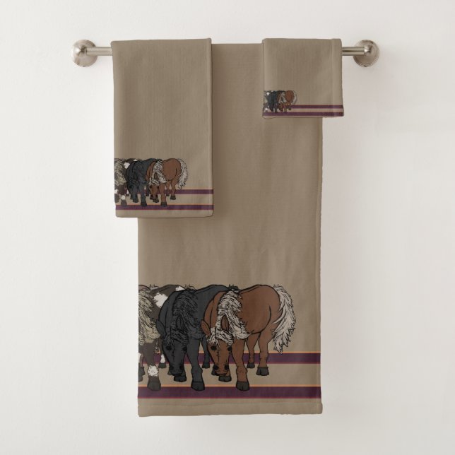 Conjunto De Toalhas Horses by figdewdrop Bath Towel Set (Insitu)