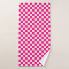 Conjunto De Toalhas Hot pink and tan checkerboard pattern