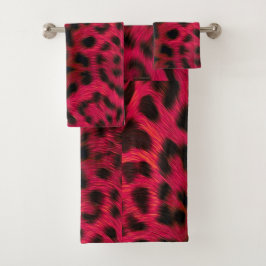 Conjunto De Toalhas Hot Pink Leopard Print Faux