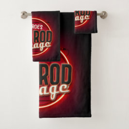 Conjunto De Toalhas Hot Rod Flames Nome Personalizado Garagem Personal