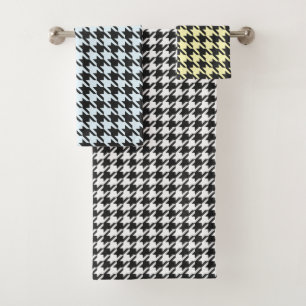 Conjunto De Toalhas Houndstooth em Preto e [cor personalizada]